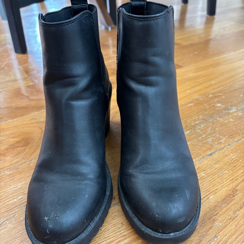 Black Leather Ankle Boots